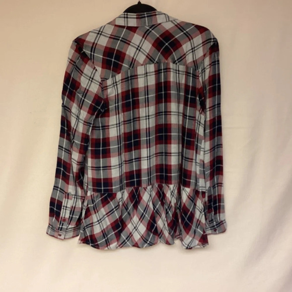 Como vintage blouse womens SZ M plaid button down grunge ruffle country … - Picture 4 of 9